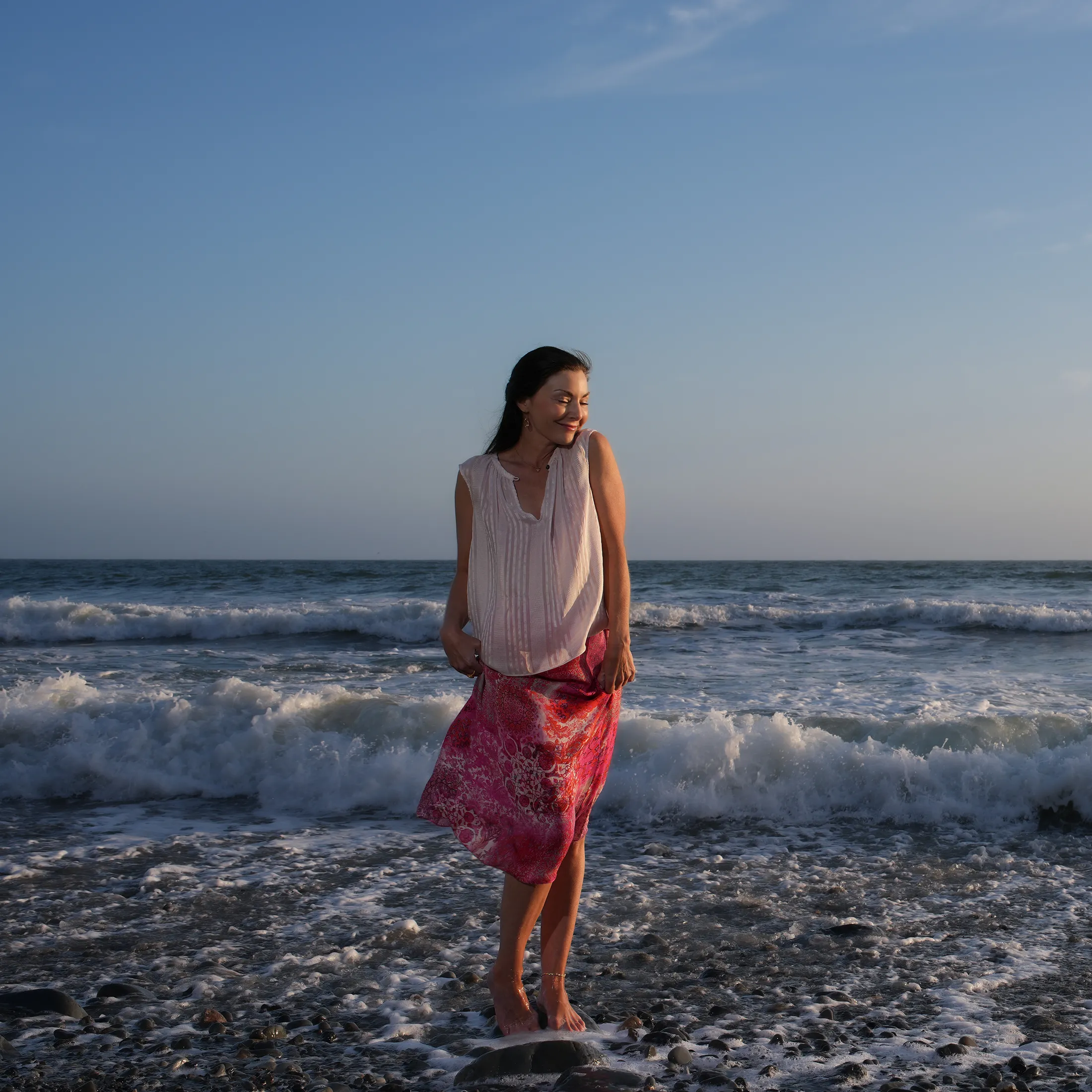Marla Leigh Caplan, local Marin County psychotherapist, at Stinson Beach.